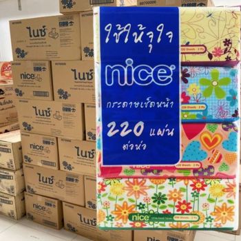 กระดาษทิชชู่ ไนซ์ ห่อละ 220 แผ่น Nice tissue soft pack จำนวน 48 ห่อ กระดาษ ไนซ์ (ยกลัง)